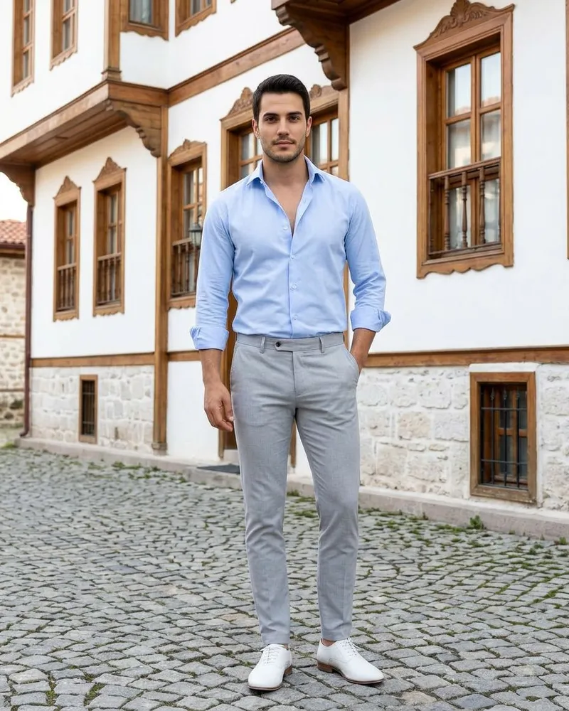 Light Blue Poplin Shirt - Shirts by Savas Textile